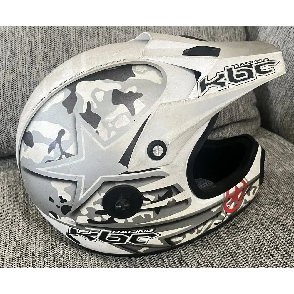 KBC Moto X Combat Offroad Helmet Medium White Camo Red Star WP76-6731M MX ATV